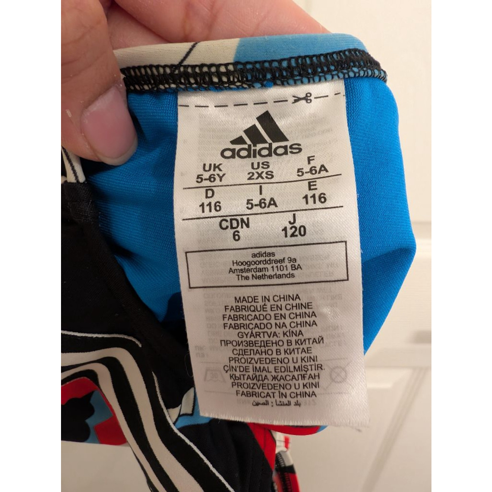 Girls Adidas x LEGO One Piece Swimsuit 5-6A Red Blue Black White Legoland Vacay - Picture 5 of 5